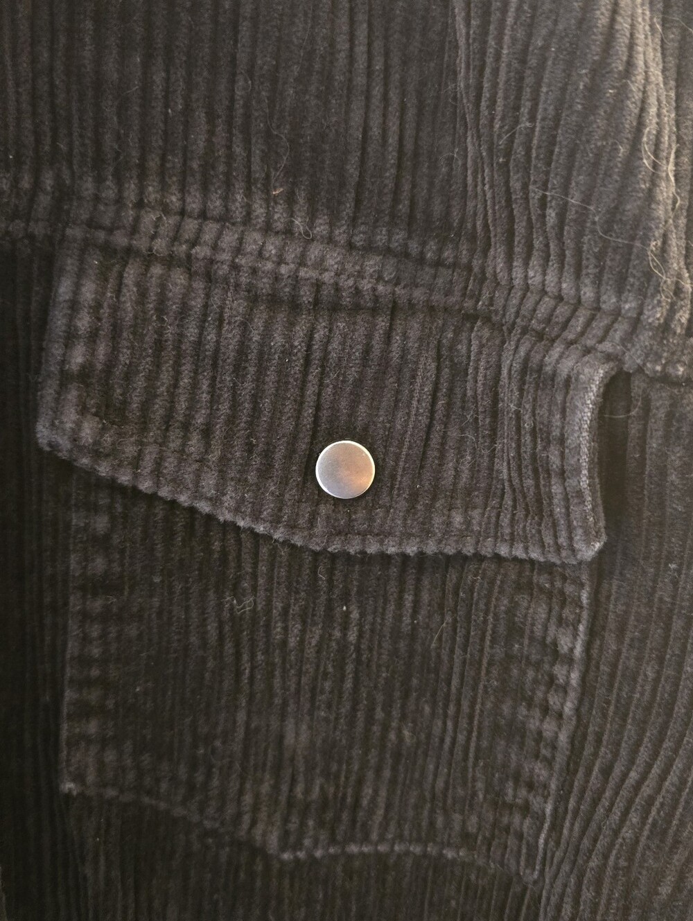 Zara Black Corduroy Overshirt with Snap Pockets - Picture 3 of 5